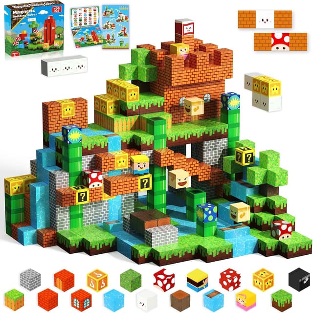 Detalle de Annexfun 100-Piece Magnetic Building Cubes (Magnetic Blocks) for STEM & Montessori Sensory Play
