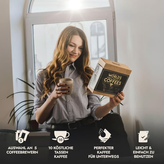 Detalle de Innovatives Kaffee Geschenk Set (Single Estate & Bio) – 5 Spezialitäten im Coffeebrewr Probierset