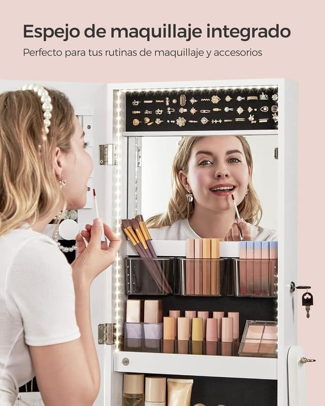 Detalle 2 de SONGMICS JJC023W01 armario joyero con espejo