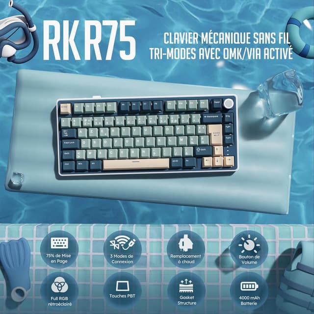 Thumbnail 1 de RK ROYAL KLUDGE R75 Clavier gamer TKL 75% 🔲