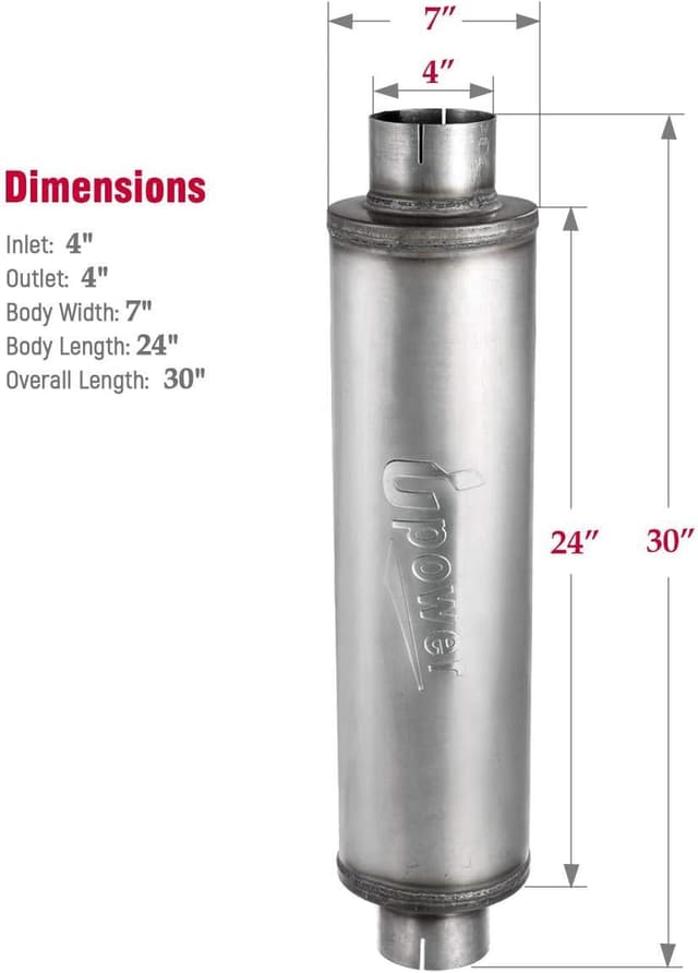 Detalle 2 de Upower 4" Inlet Diesel Exhaust Muffler (Straight-Through Stainless Steel) XS2772