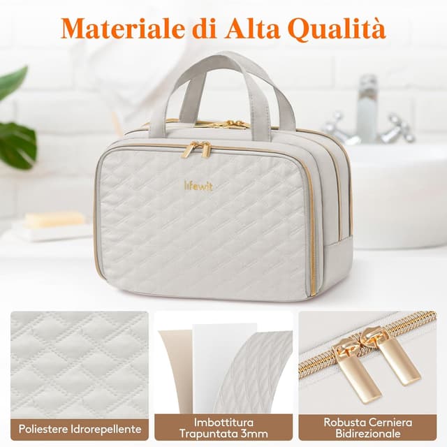 Thumbnail 5 de Lifewit Beauty Case da Viaggio Grigio Chiaro