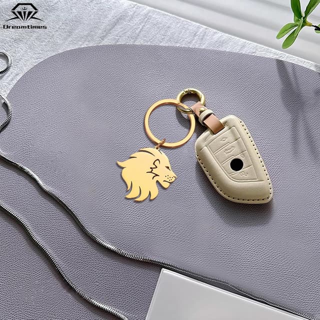 Detalle de Dreamtimes Lion avec couronne roi porte-clés en acier inoxydable pour hommes (lion punk)