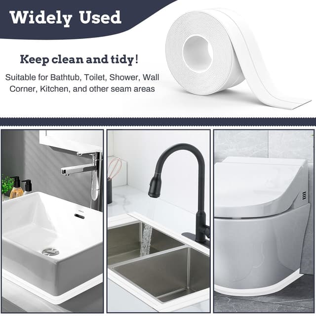 Thumbnail 6 de Rotoli sigillante autoadesivo impermeabile (3 pezzi) per vasca, lavello e giunti ad angolo da 3,8 cm x 3,2 m