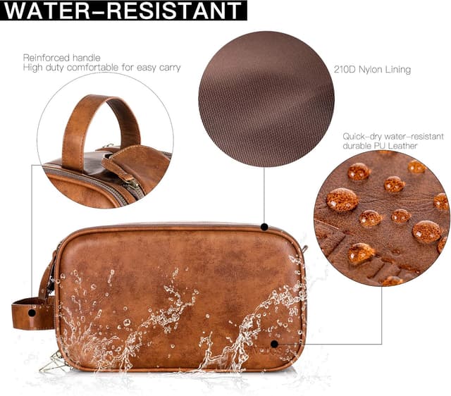 Detalle de Elviros Water-Resistant PU Leather Toiletry Bag 12in
