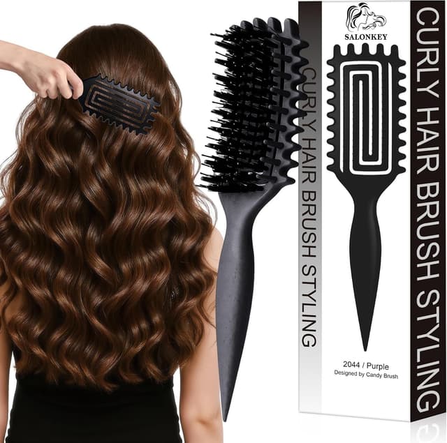 Detalle de Brosse à boucles noire pour démêlage doux (poignée ergonomique, antistatique)