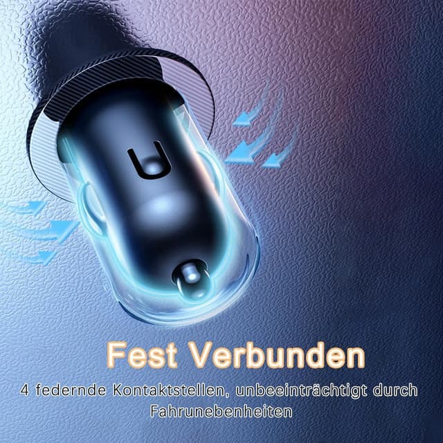 Detalle de RLCWerk 4-in-1 Zigarettenanzünder-Verteiler mit USB‑C Ladegerät bis 128 W und Spannungsanzeige