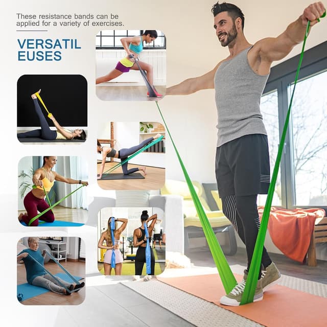 Detalle de Lianjindun 5-Pack Latex-Free Resistance Bands (5 Levels, Pilates & Therapy Flex Bands)