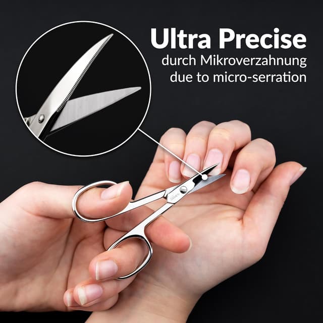 Detalle de marQus Nagelschere aus Solingen mit mikroverzahnter Klinge – zum exakten Schneiden von Fingeln und Füßen inkl. Etui