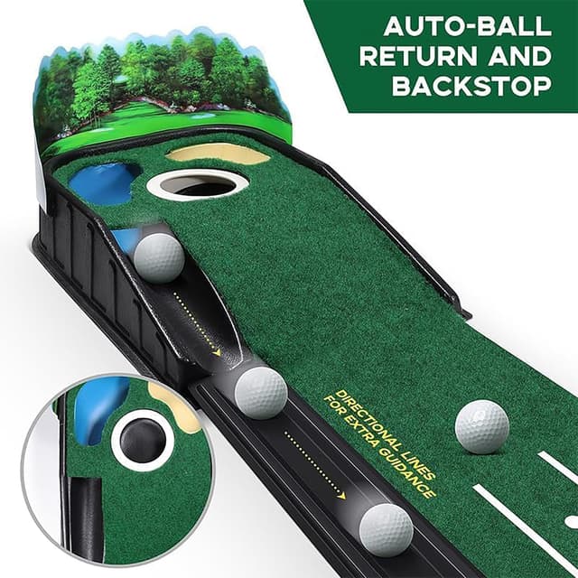 Detalle 2 de Surbootime golf putting trainer with automatic ball return and 3-hole putting green