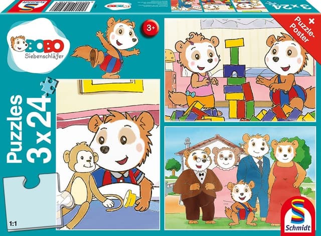 Detalle de Schmidt Spiele 56414 Bobo Siebenschläfer – Kinderpuzzle (3x24 Teile) ab 4 Jahren