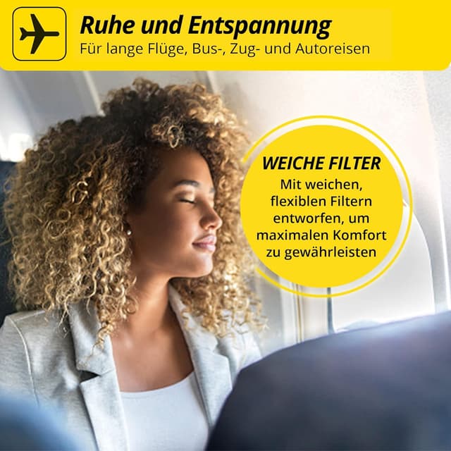 Detalle de Alpine FlyFit Gehörschutz-Ohrstöpsel für Flugzeuge – Druckausgleich, weiche Filter, wiederverwendbar