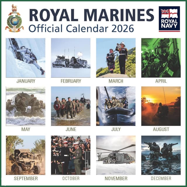 Detalle de ALLTRADE Calendar 2026 Royal Navy Marines Official – eco-friendly UK-made desk or wall calendar