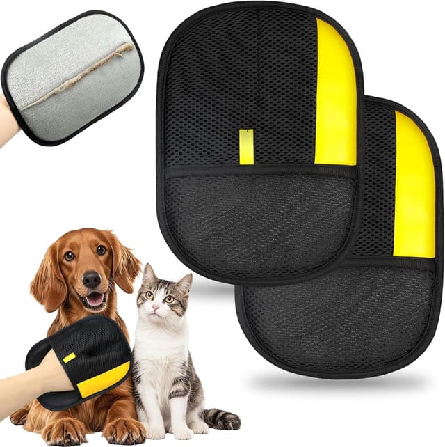 Detalle de SKELUOZIEU 2er Fellmagnet-Handschuhe für Katzen & Hunde – doppelseitig, anti-statisch, wiederverwendbar