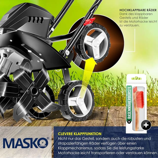 Detalle de MASKO® Motorhacke elektrisch 1.500 W, Arbeitsbreite 40 cm – 24 rotierende Messer mit klappbarem Handgriff
