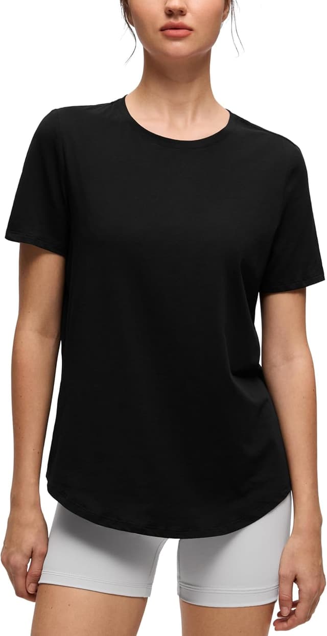 Detalle de CRZ YOGA chemise à manches courtes en coton Pima pour femmes, coupe ample