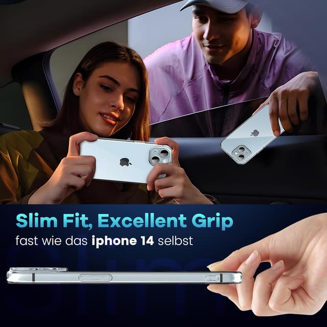 Detalle de Caslord Ultra Thin TPU Clear Case for iPhone 14 (Transparent, Shockproof)