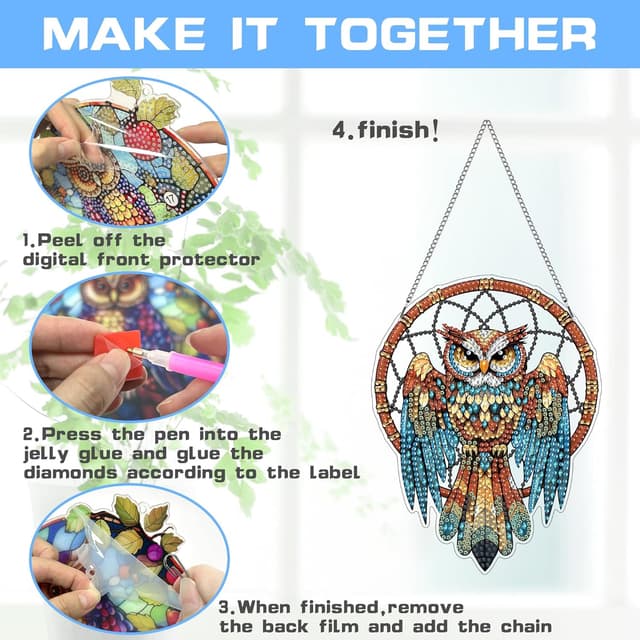 Thumbnail 3 de VAIIEYO 5D Diamond Painting Anhänger Eule