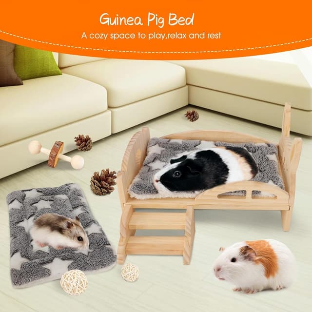 Thumbnail 6 de HYLYUN Wooden Guinea Pig Bed with Stairs 🐹