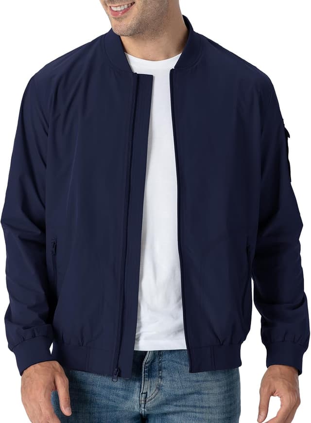 Detalle de Rdruko Herren Bomberjacke Blouson- & Übergangsjacke – leichte Fliegerjacke für Freizeit und Outdoor