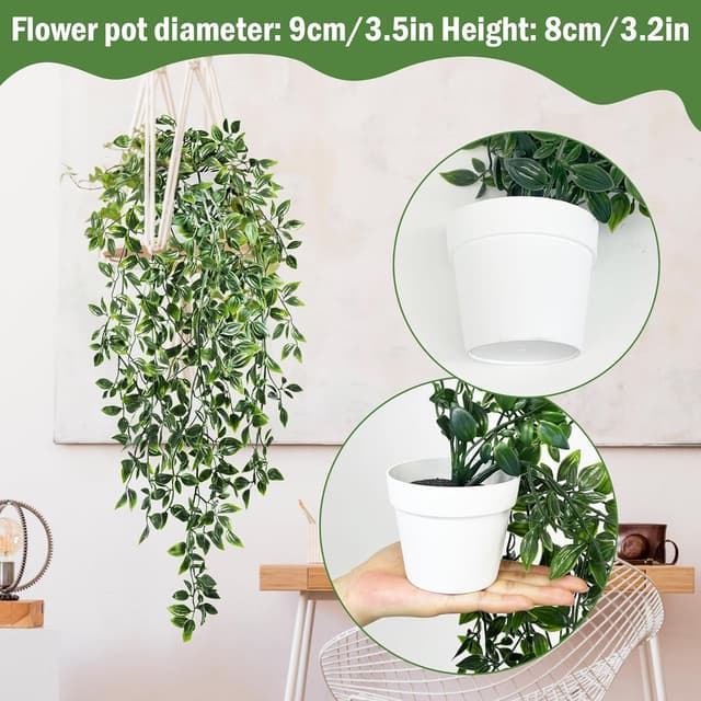 Detalle 2 de SHEPIN 3er-Set künstliche Hängepflanzen mit Topf (47–72 cm) für Indoor & Outdoor-Deko