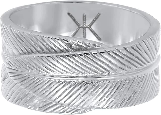 Detalle 2 de Kuzzoi Massiver Herrenring 12 mm mit Feder-Design aus 925 Sterling Silber (Ringgrößen 60–66)