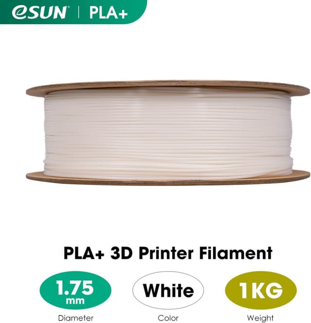 Detalle 2 de eSUN PLA+ Filament 1.75mm (White) – Enhanced Toughness 3D Printer PLA Plus, 1kg spool