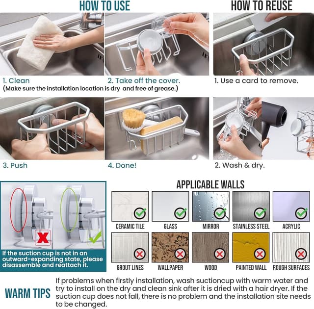 Thumbnail 2 de TAILI Sponge Holder with Strong Suction 11 lbs