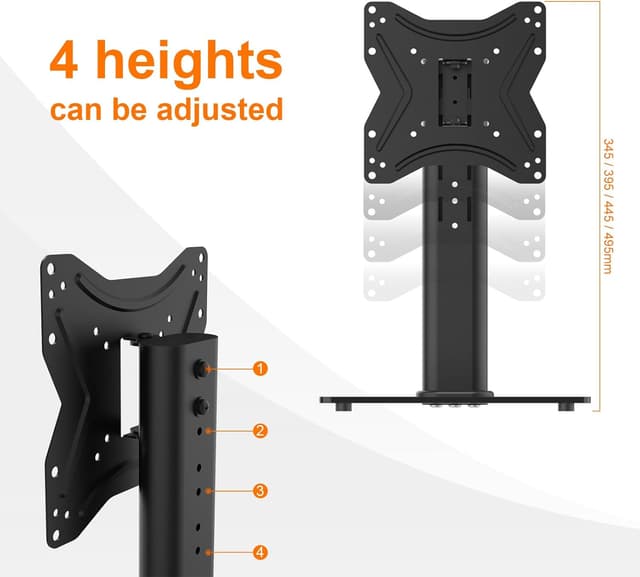 Detalle de GRIFEMA GB1005-2 supporto TV da tavolo girevole 17–43” con base in vetro temperato