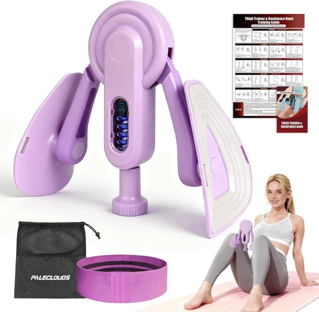 Detalle de Thigh Trainer Thigh Exerciser 10–100lb Adjustable Resistance Pelvic Floor Trainer with Leg Band & Poster