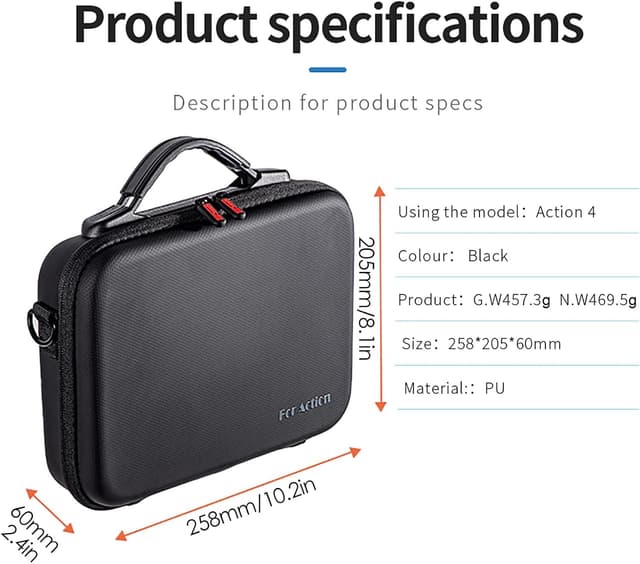 Detalle 2 de xocome Tragetasche für DJI Osmo Action 5 (kompatibel mit Action 4/3) – PU-Leder Umhängetasche inkl. Schultergurt