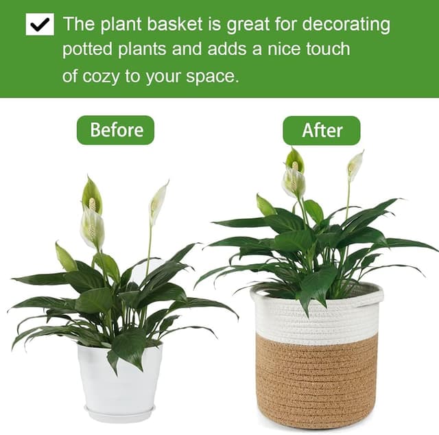 Detalle 2 de Tenn Well Blumentopf mit Einsatz aus Baumwolle (20 cm x 20 cm) – Pflanzkorb für Zimmerpflanzen & Deko