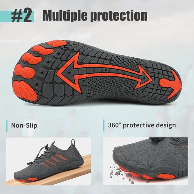 Detalle 2 de Water Shoes Quick Drying Barefoot Aqua Swim Beach Shoes for Unisex – Elastic Collar & Grippy Rubber Sole