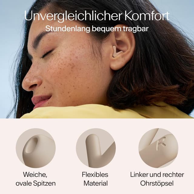 Detalle de Alpine Silence V-Form Ohrstöpsel (beige) – ultrakomfortable, wiederverwendbare Gehörschutz-Ohrstöpsel in XS/S/M/L