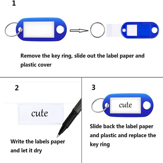 Detalle de Key Tags with Labels 100PCS Key Fobs with Labels, Key Rings & Multi Coloured Tags