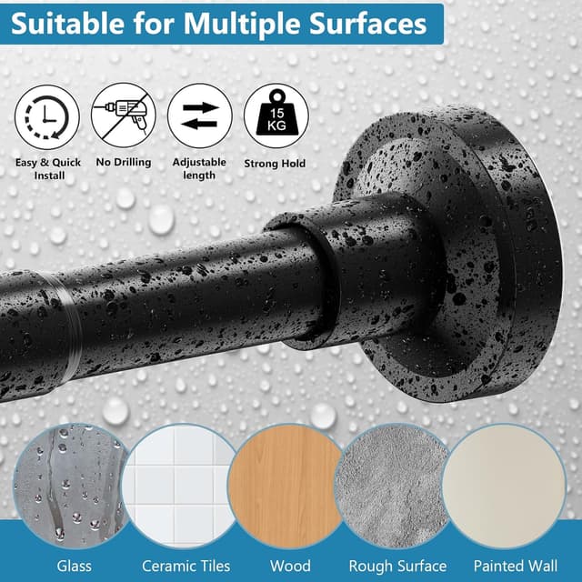 Thumbnail 2 de WELDUN Extendable Shower Curtain Rod 48–190 cm