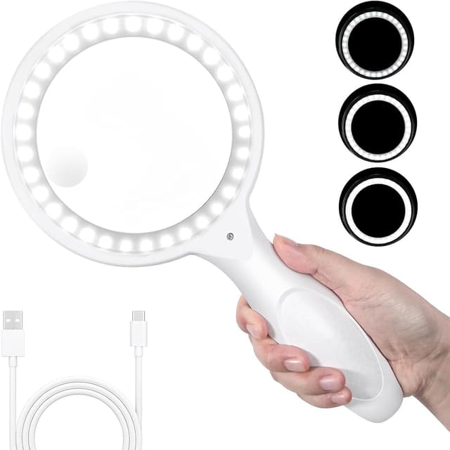 Detalle de Lente d’ingrandimento con luce USB ricaricabile 30X/60X e 33 LED (3 modalità)