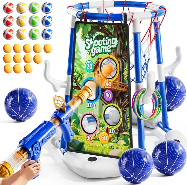 Thumbnail 6 de NIPLOOOW Pool Basketball Hoop 2-in-1 Floating Pool Toys Set (Blue) with 4 Balls and Pump