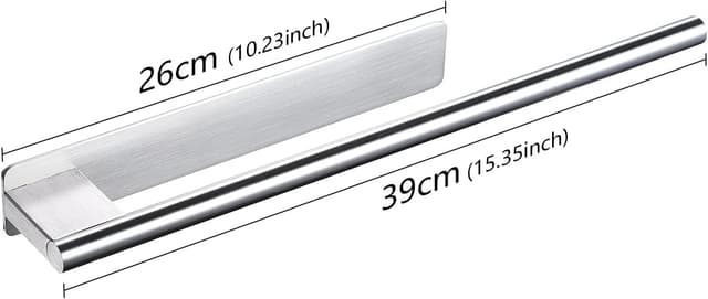 Detalle de Gsocel porta asciugamani a braccio adesivo in acciaio inox da parete, 39 cm, argento