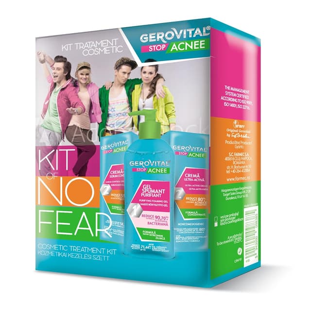 Detalle de GEROVITAL Stop Acnee Pflegeset für unreine Haut (Reinigungsgel, Sebum-Control Gel-Creme, Ultra-Aktiv Pflege)
