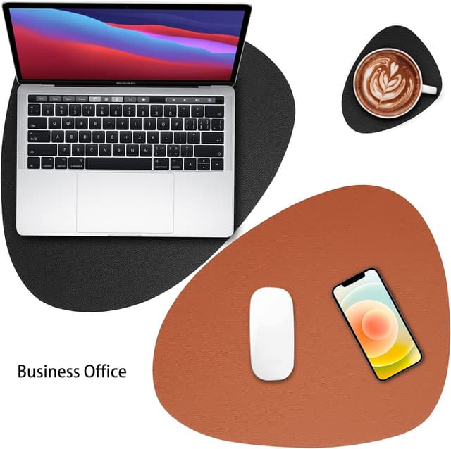 Detalle 2 de Myir JUN Tischsets aus Lederoptik (Kunstleder) mit Untersetzern, 4er-Set – doppelseitig, rutschfest, abwaschbar