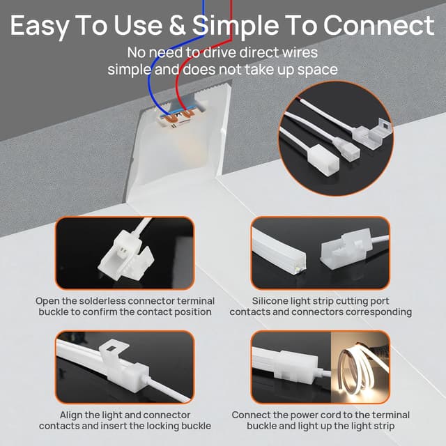 Detalle 2 de SUCIKORIO Striscia LED Neon siliconica IP65 tagliabile 2 metri, 120 LED/m, bianco freddo 6000K con interruttore