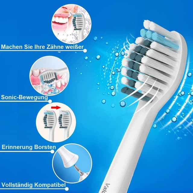 Detalle de 16 Whitening Clean Ersatzbürsten für Philips Sonicare (8x Weiß & 8x Schwarz) – kompatibel mit Snap-On Griffen
