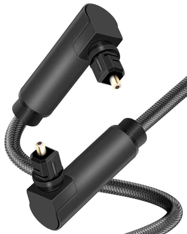 Detalle de GELRHONR 90-Grad optisches Audiokabel (Toslink) für Soundbar, TV & Heimkino – rechtwinklig, 3 m