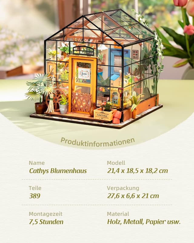 Detalle 2 de ROBOTIME Gewächshaus DIY Miniatur Haus 1:24