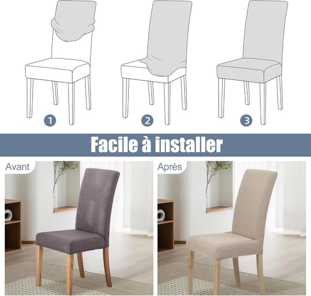 Detalle de SUKAIKEQA housse de chaise haute élastique jacquard (lot 6), kaki