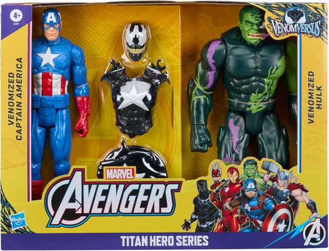 Detalle de Hasbro Marvel Avengers VenomVersus Titan Hero Series: action figure Captain America e Hulk “venomizzati”