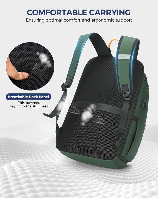 Thumbnail 5 de Ponhog Men’s Backpack 30L with USB Port, 17.3-inch Anti-theft Laptop Compartment (Light Green)