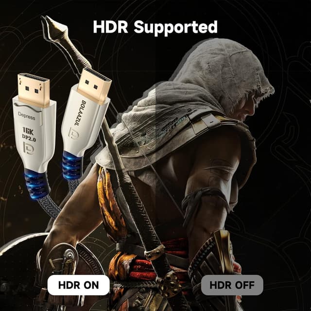 Detalle de BolAAzuL DisplayPort Cable 4K 144Hz (3m) – DP 2.0 UHBR20, locking DP male to DP male, up to 16K