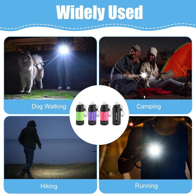 Thumbnail 6 de Flintronic 4 Pack Mini Keyring Torch (USB Rechargeable) – 4 Colours